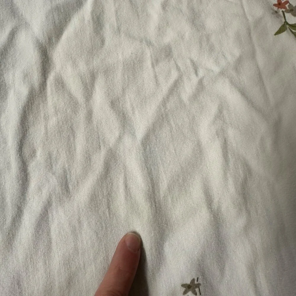 Vintage Floral Tablecloth Cotton Fall Beige Burnt Orange White Kitchen Stains - Picture 5 of 8